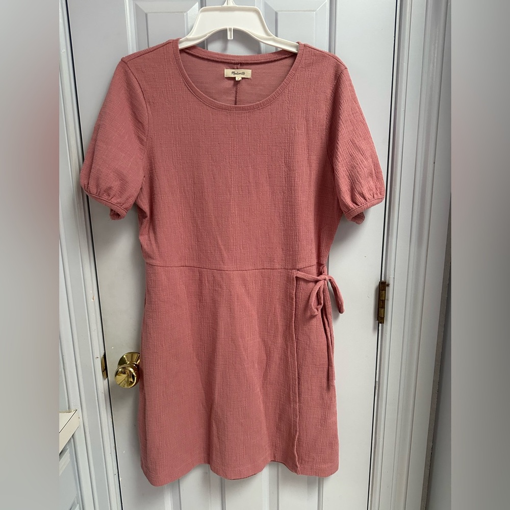 Madewell Rose Pink Textured Short-Sleeve Dress